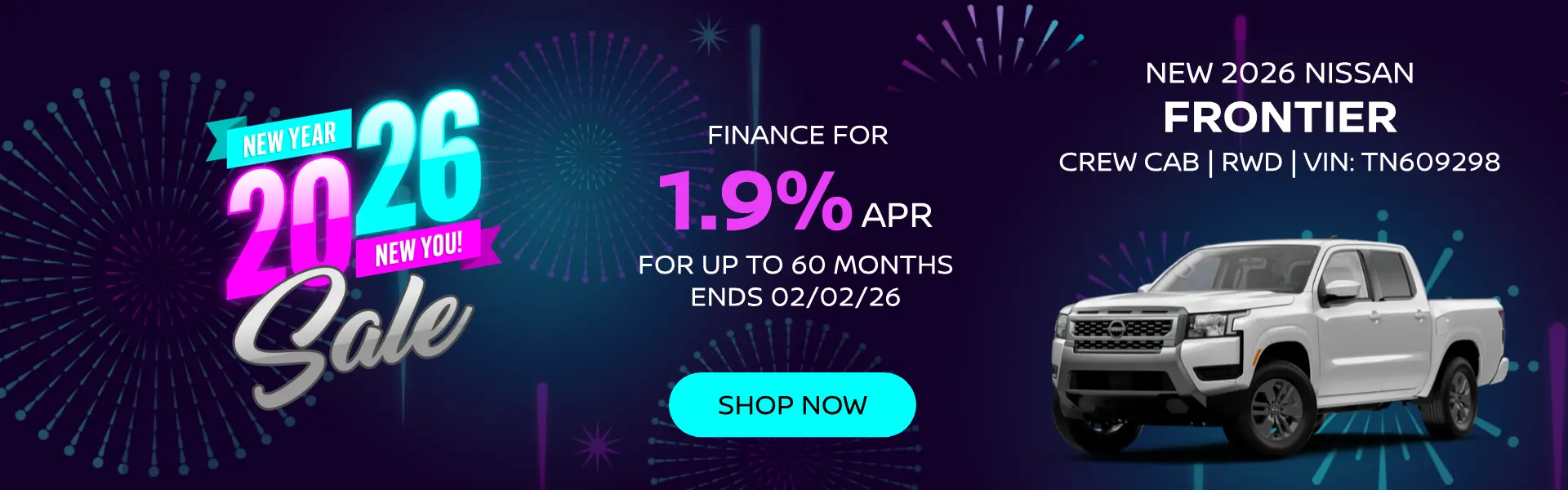 Finance a new 2026 Nissan Frontier for 1.9% for 60 months