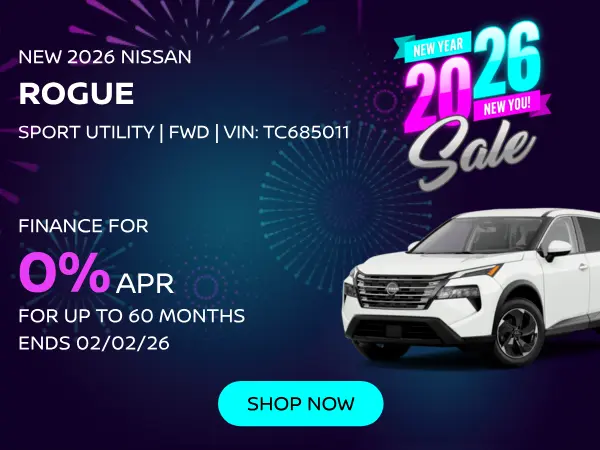 Finance a new 2026 Nissan Rogue for 0% APR for 60 months
