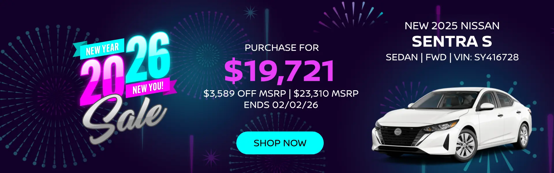 Purchase a new 2025 Nissan Sentra S for $19,721